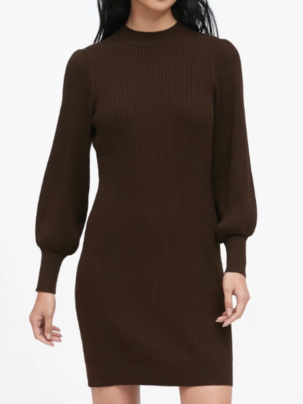 Banana Republic Puff Sleeve Sweater Dress Ribbed Long Sleeve Dress